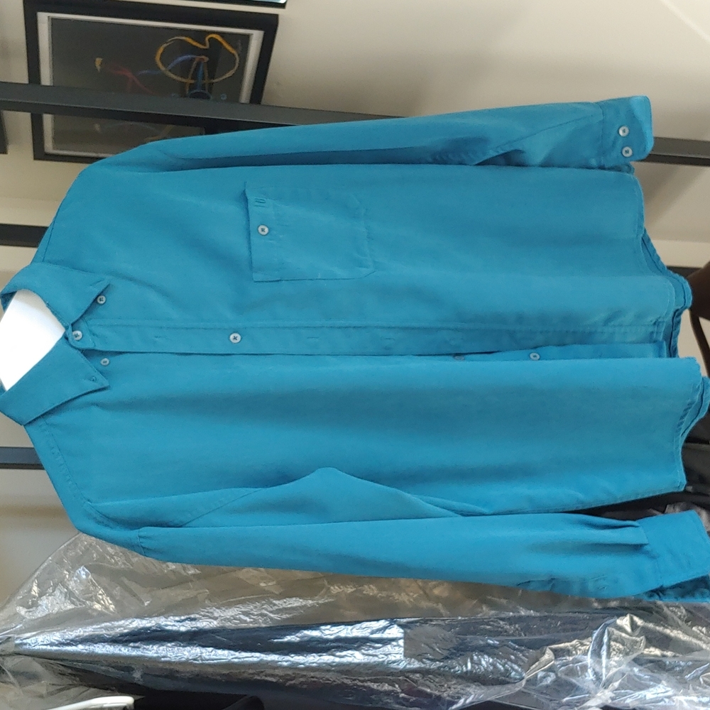 Bruno Blue Faux Suede Collared Shirt